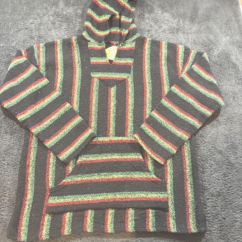 VTG Iguana Jack Vintage Baja Hoodie Unisex Size M/L Drug Rug Hippie Rasta